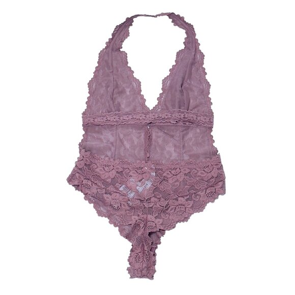 FOREVER 21 Women’s Lingerie Mauve Teddy Brazilian Cut Lace Sheer NWT Size M - Picture 4 of 10